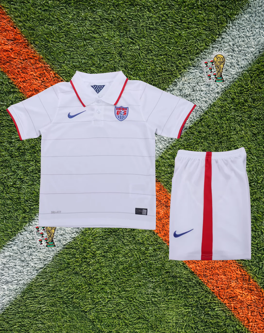 USA 2014 Home Jersey –-Crisp White Subtle Pinstripe Classic Polo- Youth Edition