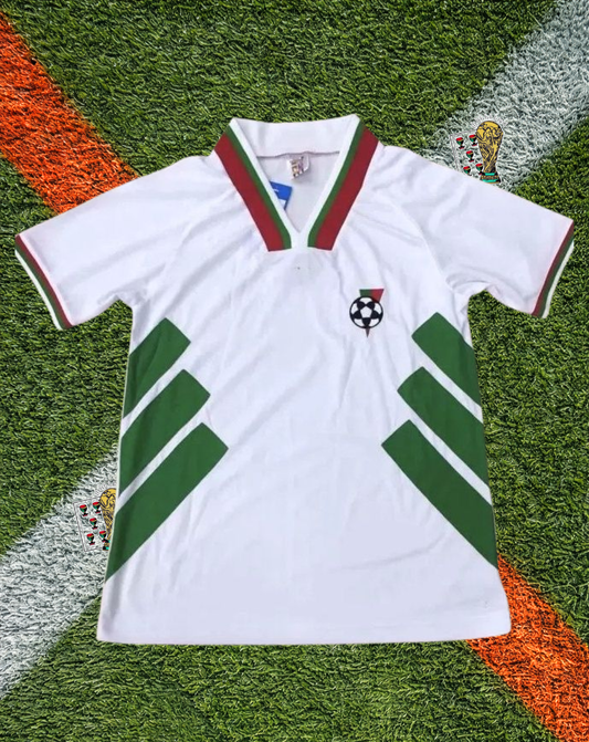 Bulgaria 1994 Home Jersey - Adidas Three Stripes Ribbed Collar Subtle Horizontal Stripe Knit