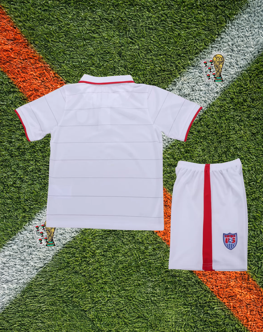 USA 2014 Home Jersey –-Crisp White Subtle Pinstripe Classic Polo- Youth Edition