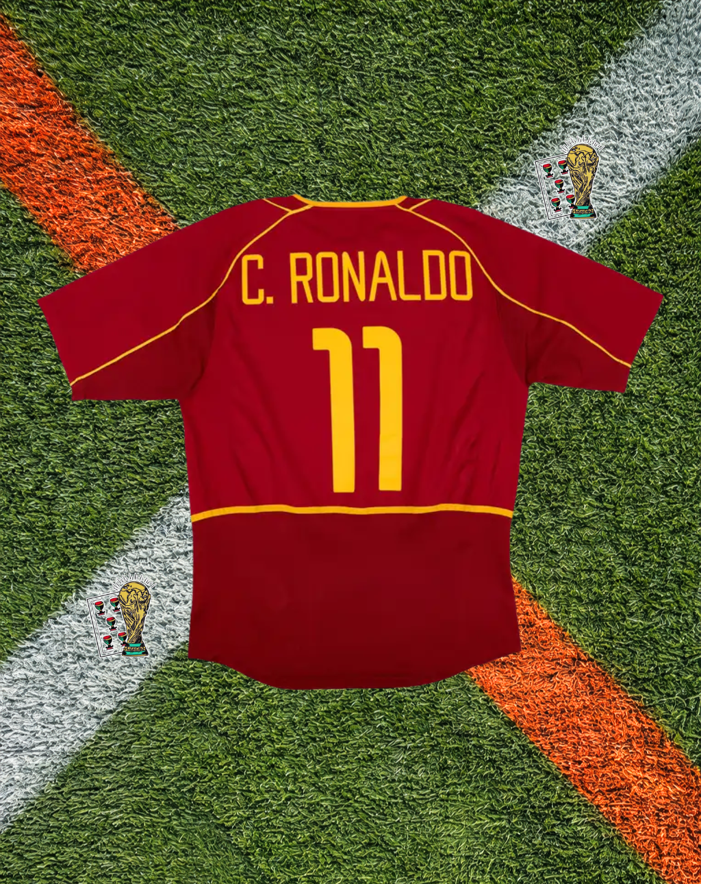 Portugal 2002-2004 Home Jersey – Figo #7 -Deep Red & Emerald Panel World Cup Edition