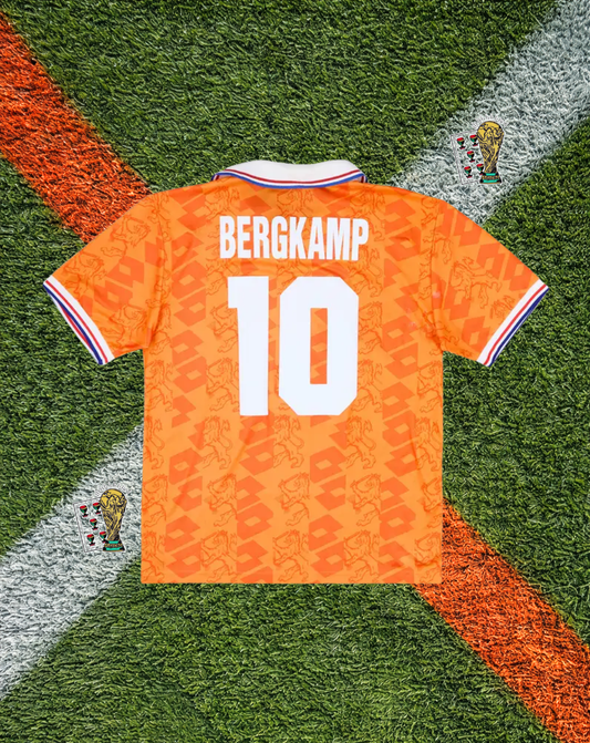 Netherlands 1994 Home World Cup Jersey – BERGKAMP #10 – USA 94 Classic