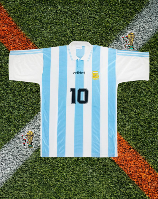 Argentina 1994 Home Maradona #10 – Adidas Sky Blue & White Striped Classic Football Shirt