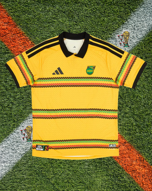 Jamaica 2026 Home Jersey- World Cup Edition - Bold Gold Green Black Pattern Polo Collar