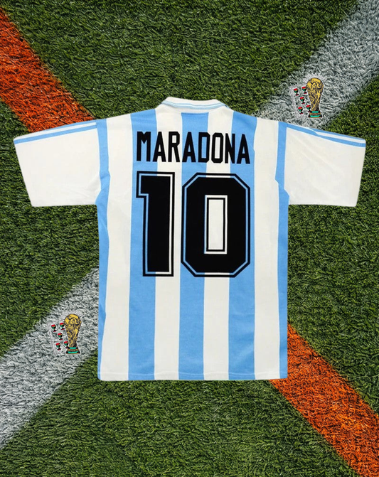 Argentina 1994 Home Maradona #10 – Adidas Sky Blue & White Striped Classic Football Shirt