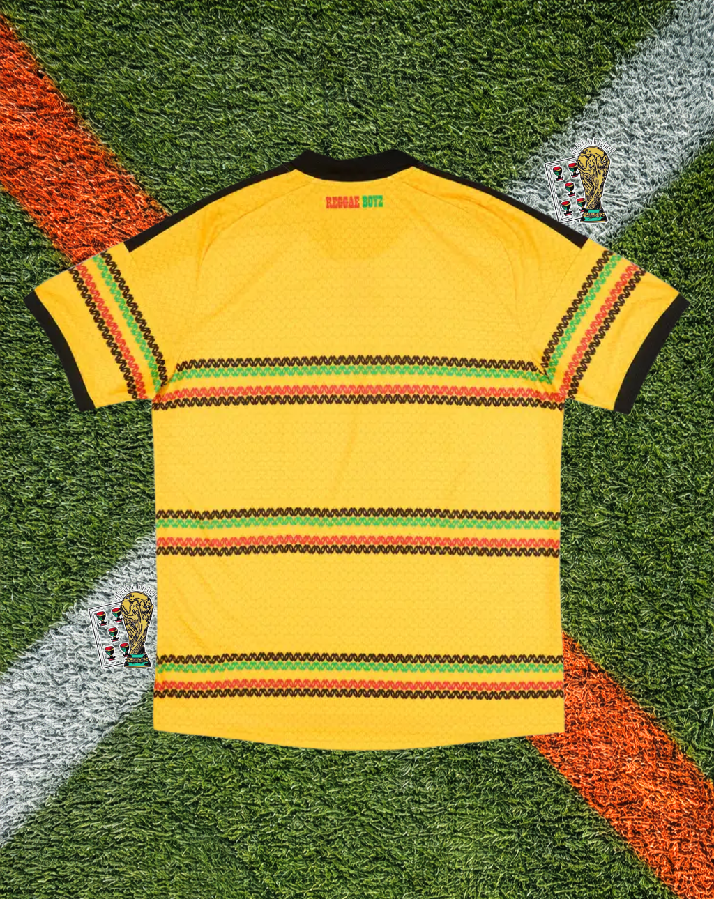 Jamaica 2026 Home Jersey- World Cup Edition - Bold Gold Green Black Pattern Polo Collar