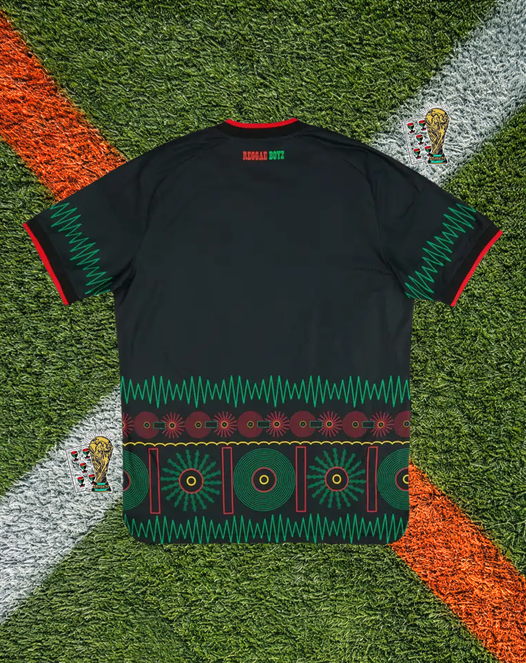 Jamaica 2026 Away Jersey- World Cup Edition - Stealth Black Green Gold Pattern Polo Collar