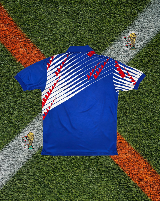 Japan 1994–95 Home Asics Blue Flame Pattern Classic Football Shirt