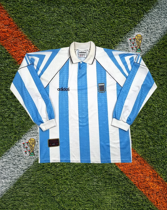 Argentina 1996–98 Home – Adidas Long Sleeve Albiceleste Classic Football Shirt