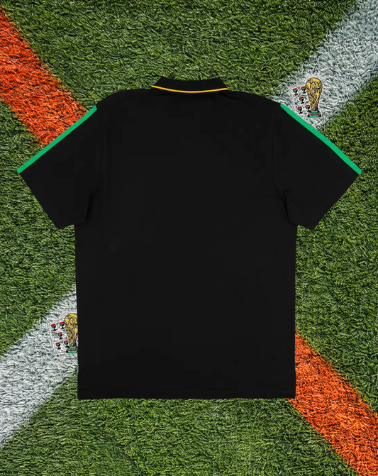 Jamaica Bob Marley DNA Edition - Lifestyle Polo Shirt - Stealth Black Tri-Color Shoulder Stripes