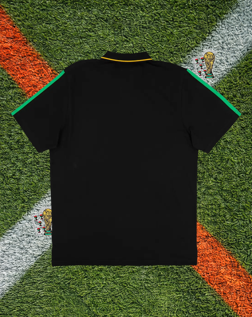 Jamaica Bob Marley DNA Edition - Lifestyle Polo Shirt - Stealth Black Tri-Color Shoulder Stripes