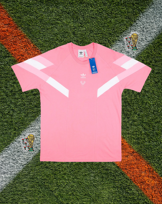 Inter Miami CF 2025 Adidas Originals Tee – Pink Lifestyle Shirt with Chevron Shoulder Stripes Classic Football Shirt