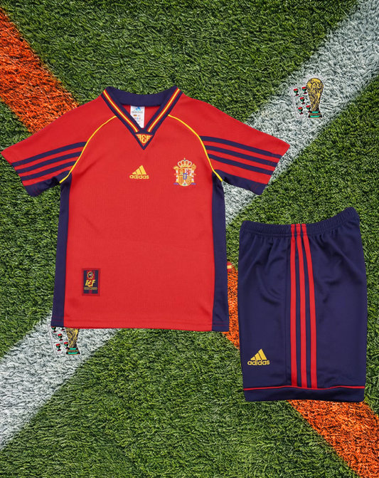 Spain 1998 Home Vintage World Cup Adidas Soccer Jersey – Retro La Roja - Kids Edition