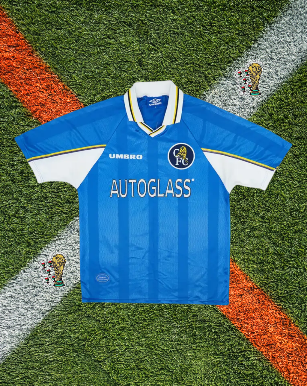 Chelsea 1997–99 Home Jersey – Zola #25 / Wise #11 – Umbro Autoglass Sky Blue Classic