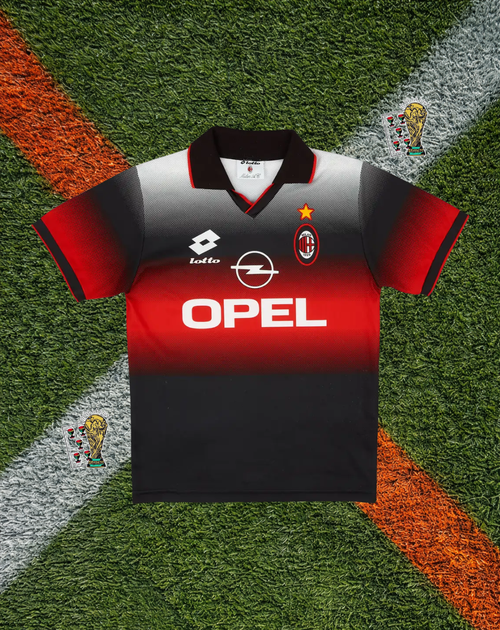 AC Milan 1995–96 Lotto Training Jersey – Rare Gradient Opel Era Classic