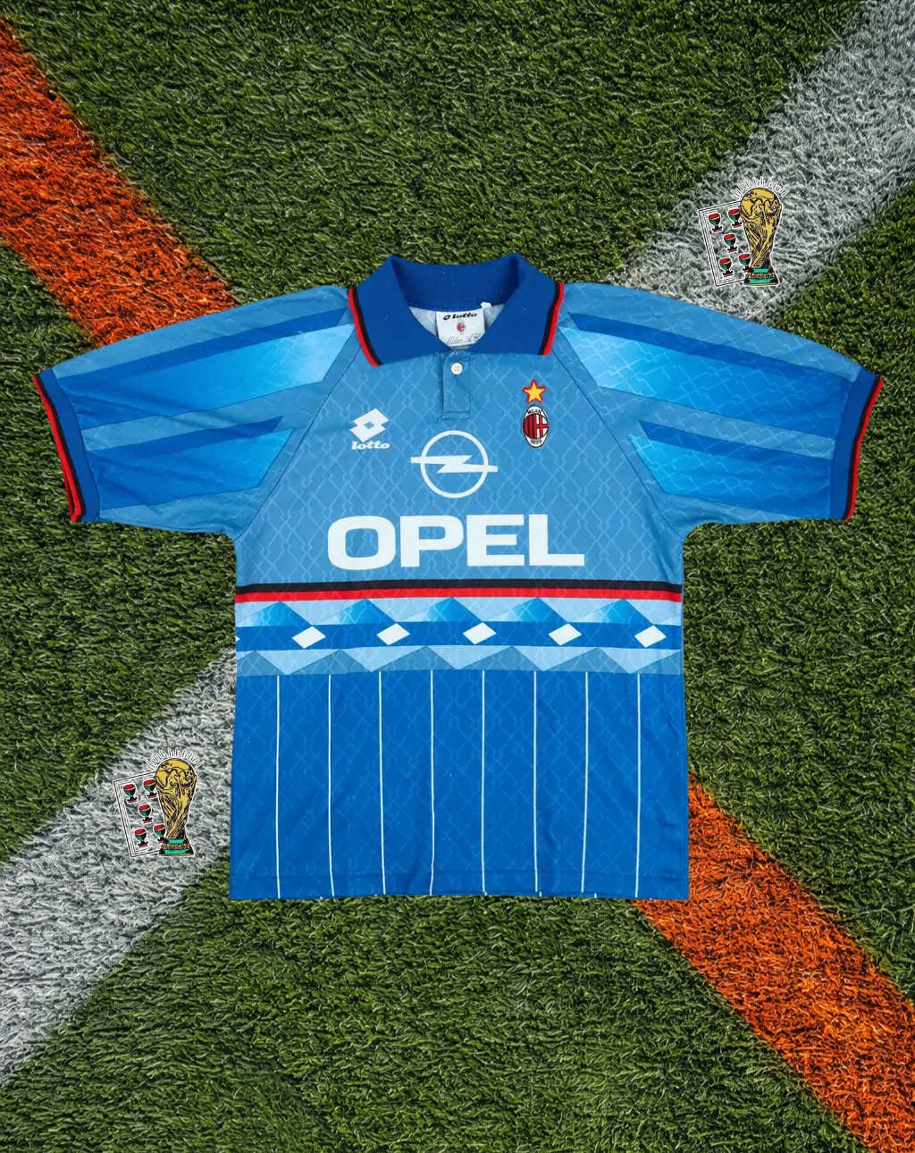 AC Milan 1995/96 Rare Fourth Jersey – Weah #9 Vintage Opel Kit (Lotto)