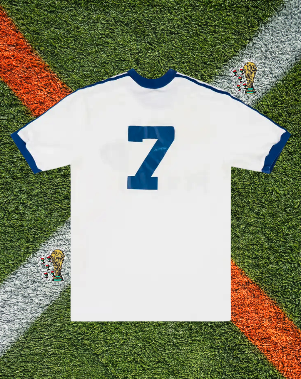 Finland 1982 Home Jersey -Crisp White Dark Blue 3-Stripes Pohjola Sponsor Crew-Neck