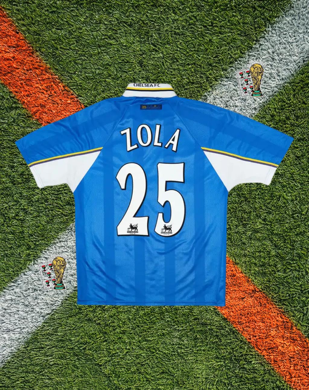 Chelsea 1997–99 Home Jersey – Zola #25 / Wise #11 – Umbro Autoglass Sky Blue Classic