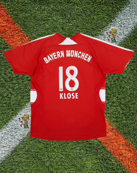 FC Bayern Munich 2007-08 Home Jersey – Klose #18 – Adidas "Horizontal Stripe" Edition