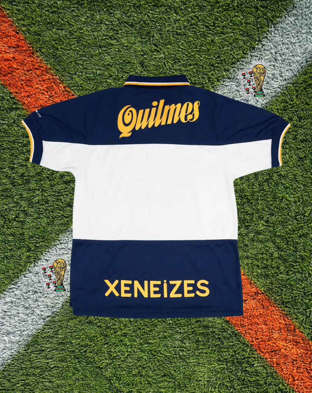 Boca Juniors 1998–1999 Away Jersey –White Middle Stripe-  Quilmes Sponsor Edition