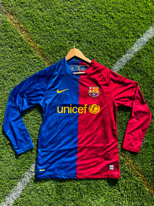 FC Barcelona 2008-2009 Home Jersey – Messi #10 Long Sleeve Vintage Guardiola Era Football Shirt - Five Of Cups Official