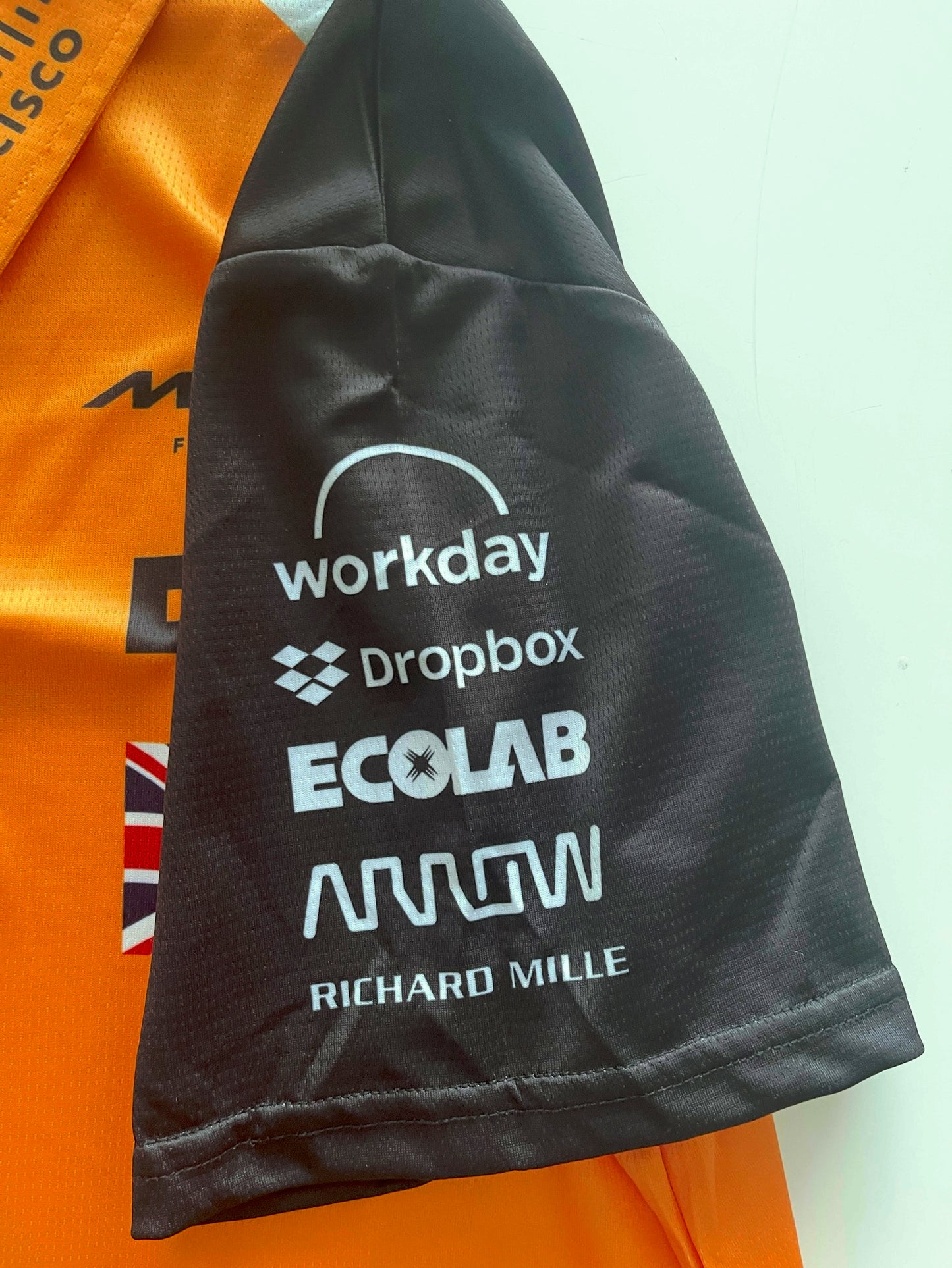 McLaren Formula 1 Papaya Orange Polo – Lando Norris 4- Black Sleeves Racing Design