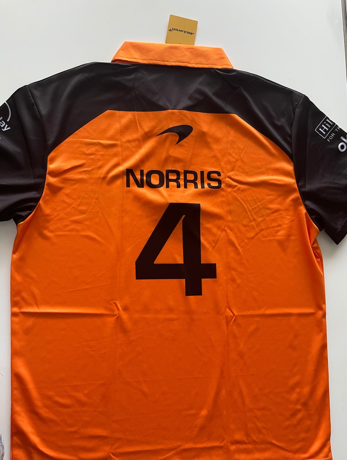 McLaren Formula 1 Papaya Orange Polo – Lando Norris 4- Black Sleeves Racing Design