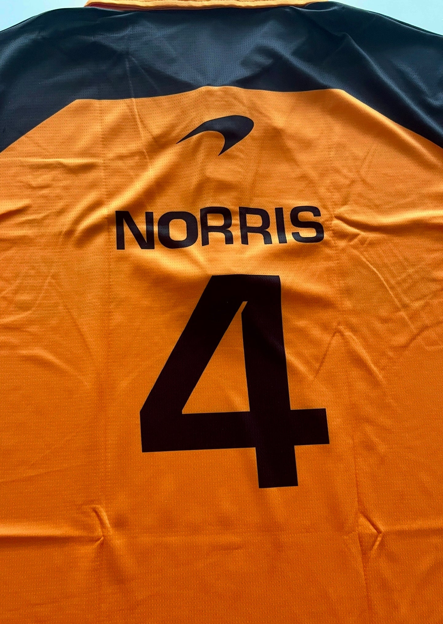 McLaren Formula 1 Papaya Orange Polo – Lando Norris 4- Black Sleeves Racing Design