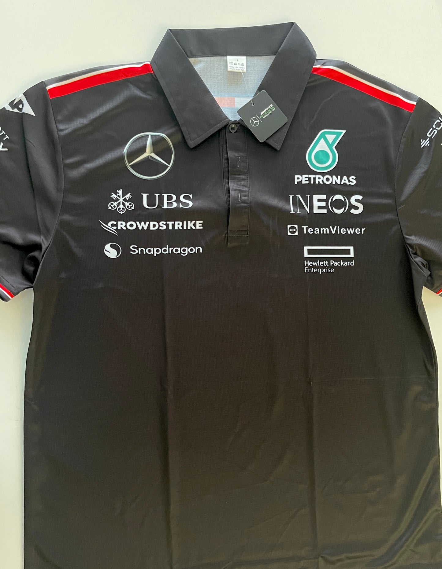 Mercedes Formula 1 Black Team Polo – Classic Silver Arrows Racing Design