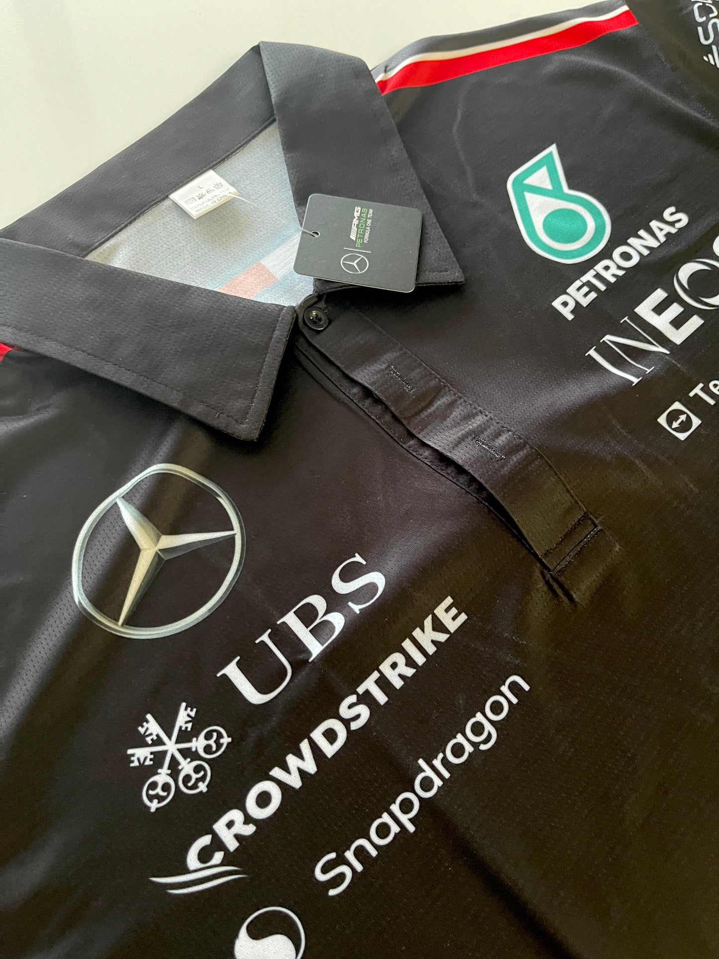Mercedes Formula 1 Black Team Polo – Classic Silver Arrows Racing Design
