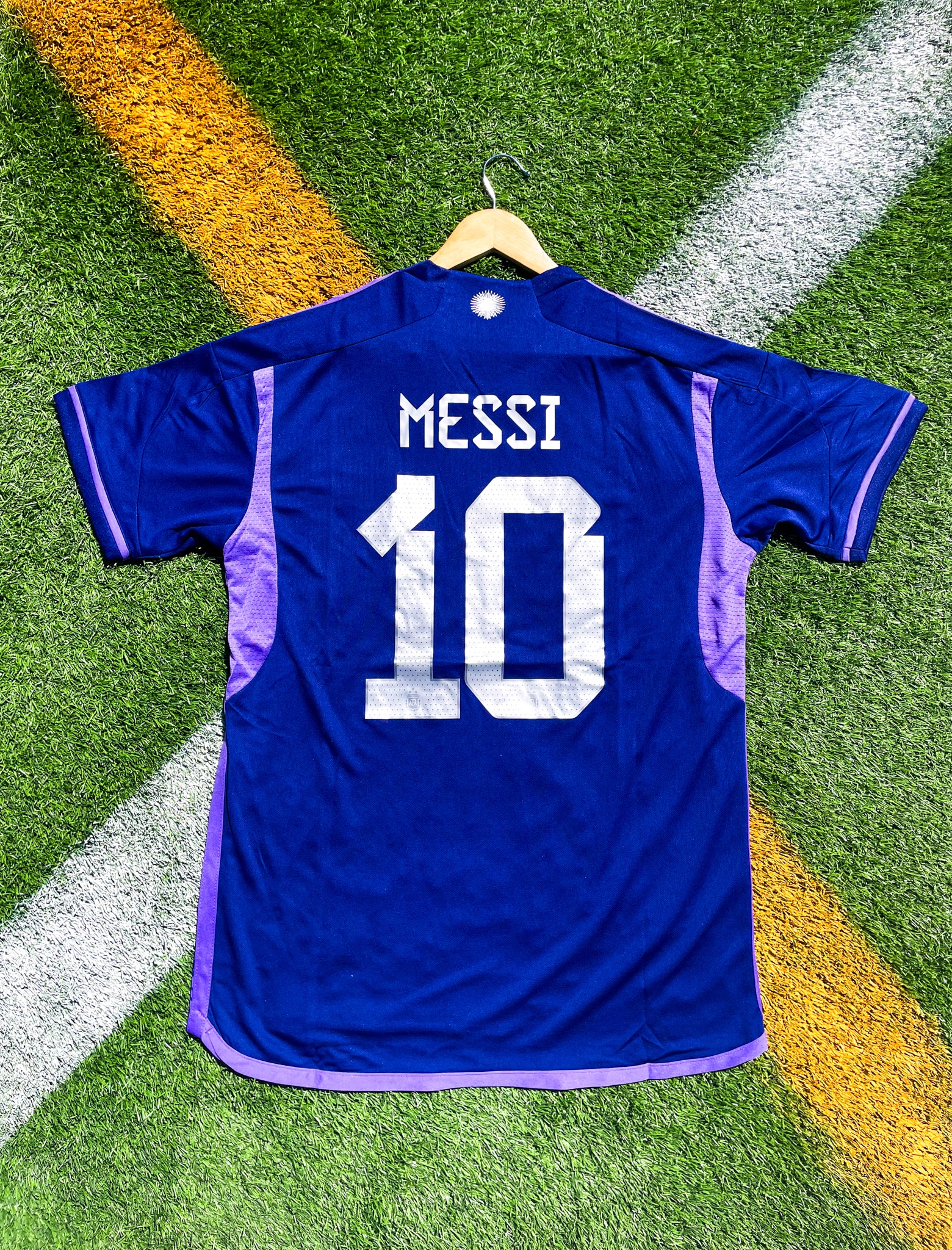 Back of Argentina 2023 Away Jersey featuring Messi’s name and number 10.