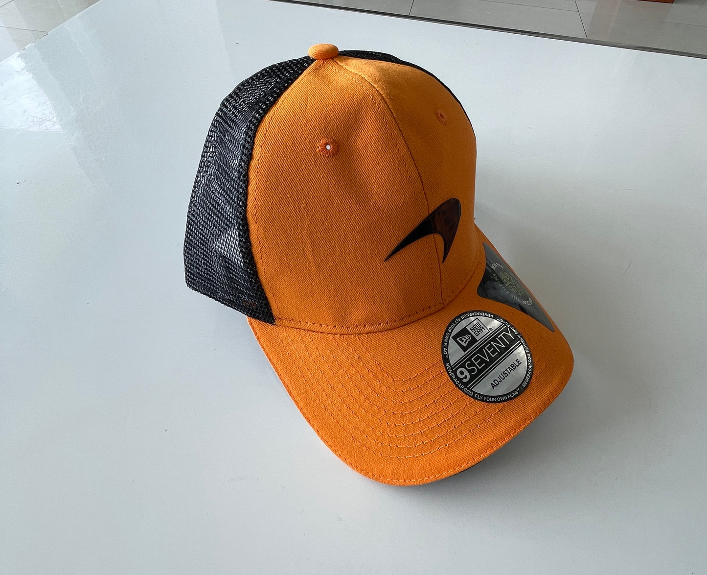 McLaren Formula 1 Papaya Orange & Black Racing Hat – Classic Trucker Cap Design
