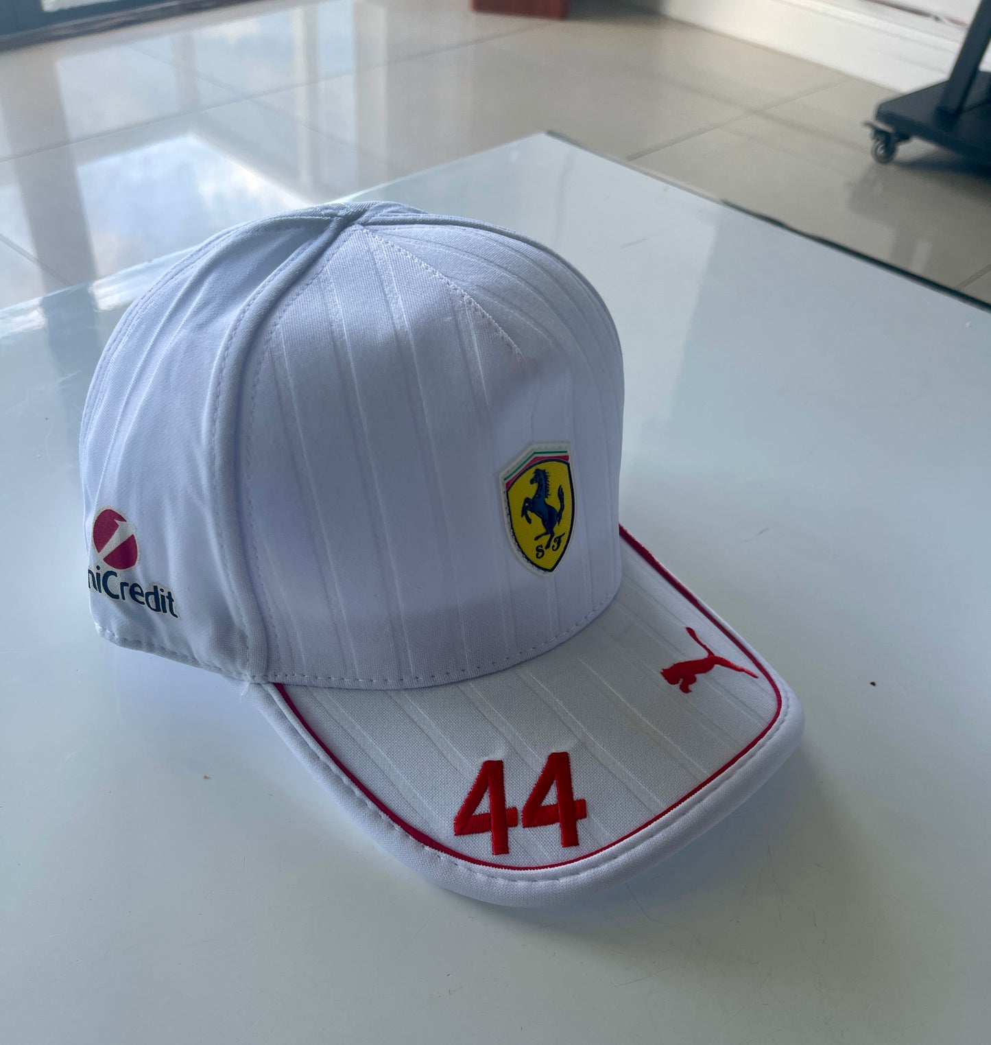 Ferrari 2025 Lewis Hamilton Red/ White Hat #44 – Prancing Horse Racing Cap