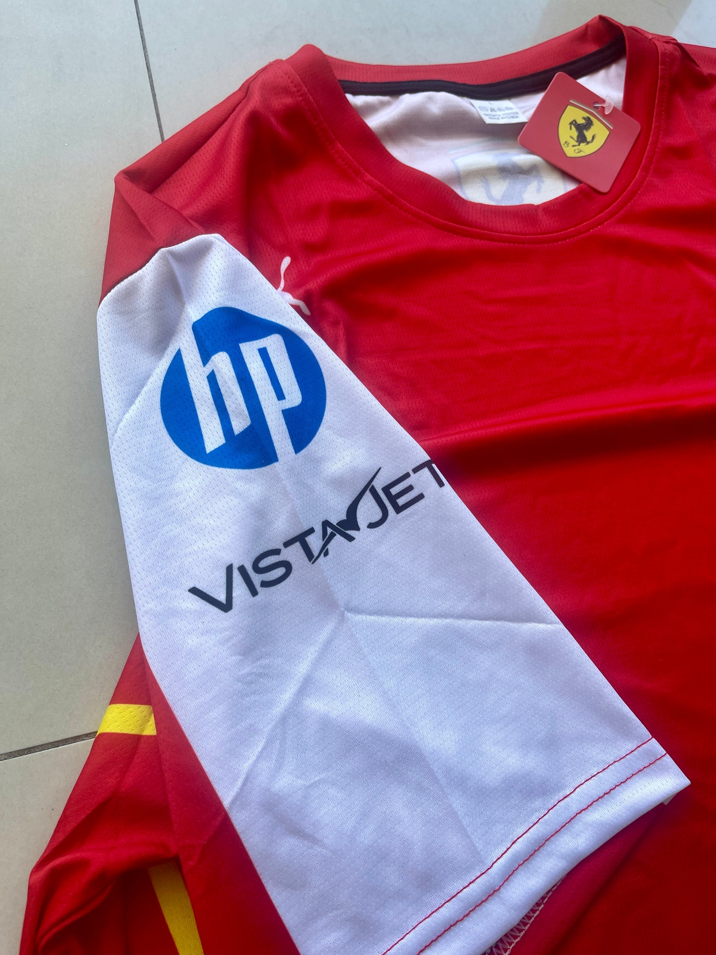 Ferrari Formula 1 Red Team Jersey – Classic Red with White Sleeves Design