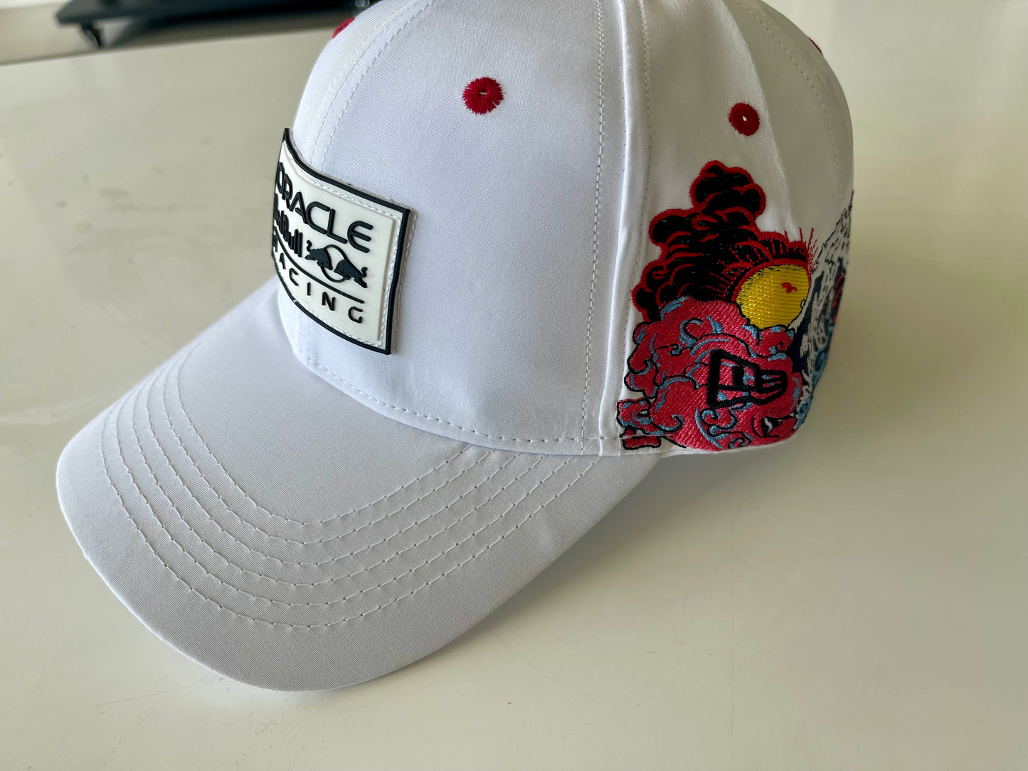 Red Bull Oracle Racing White Japanese Wave Design Hat – Formula 1 Team Cap
