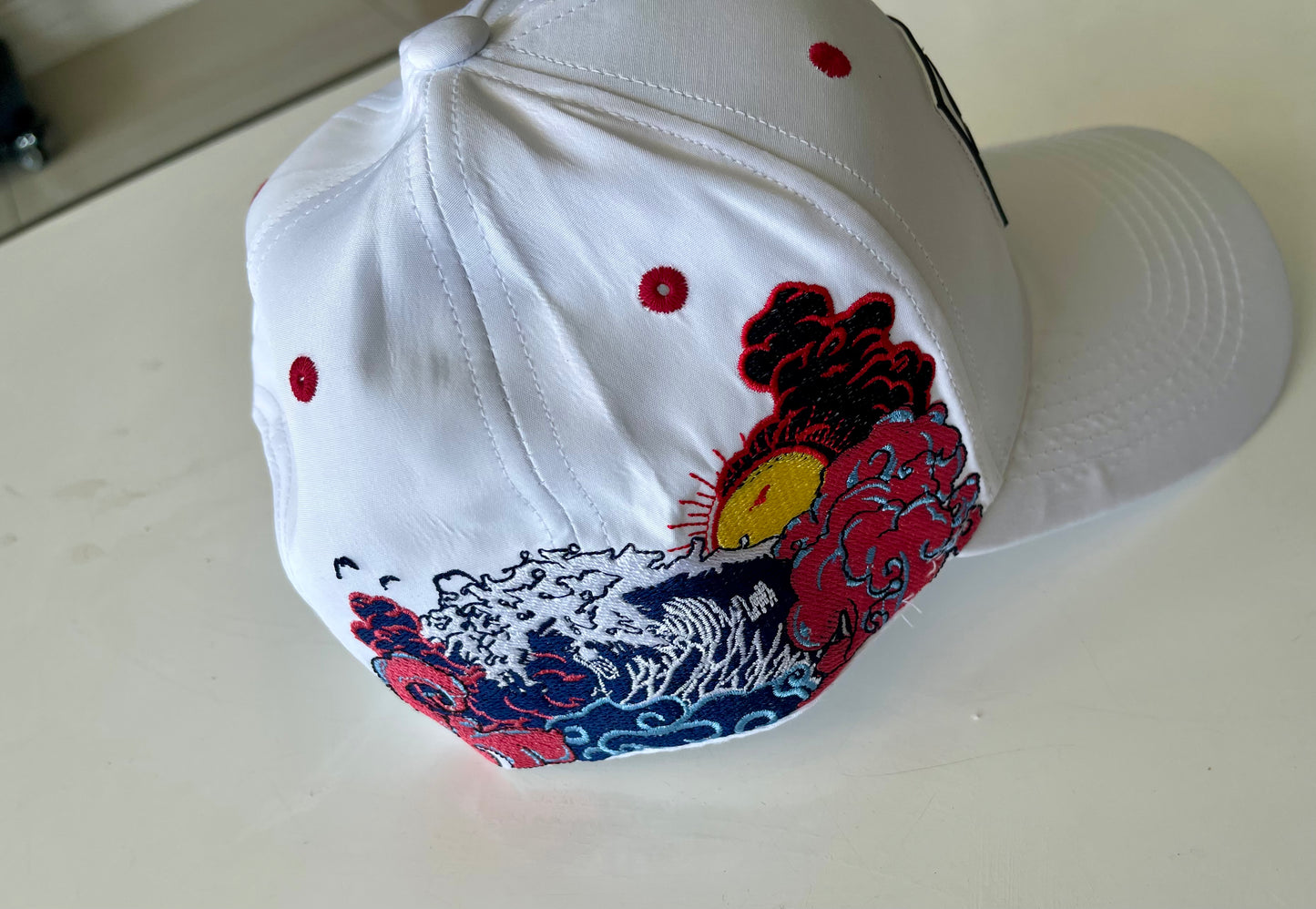 Red Bull Oracle Racing White Japanese Wave Design Hat – Formula 1 Team Cap