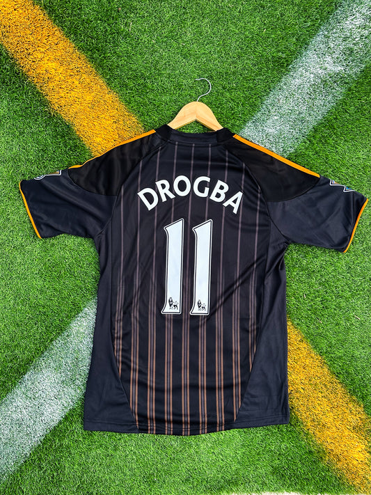 Chelsea 2010–2011 Away Jersey Drogba #11 – Retro Black & Orange Premier League Adidas Football Shirt - Five Of Cups Official