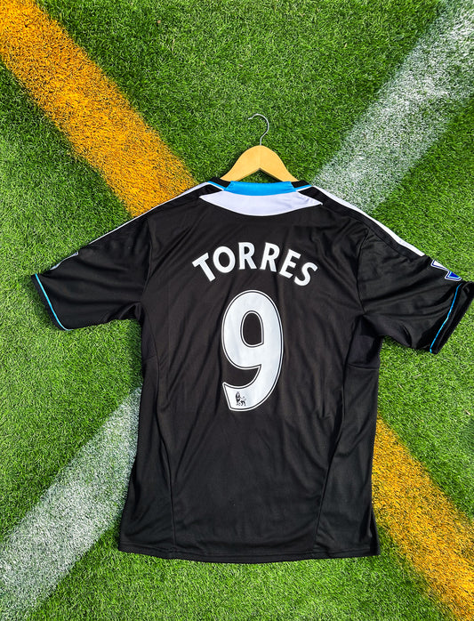 Chelsea 2010–2011 Away Jersey Torres #9 – Retro Black & Blue Adidas Premier League Football Shirt - Five Of Cups Official