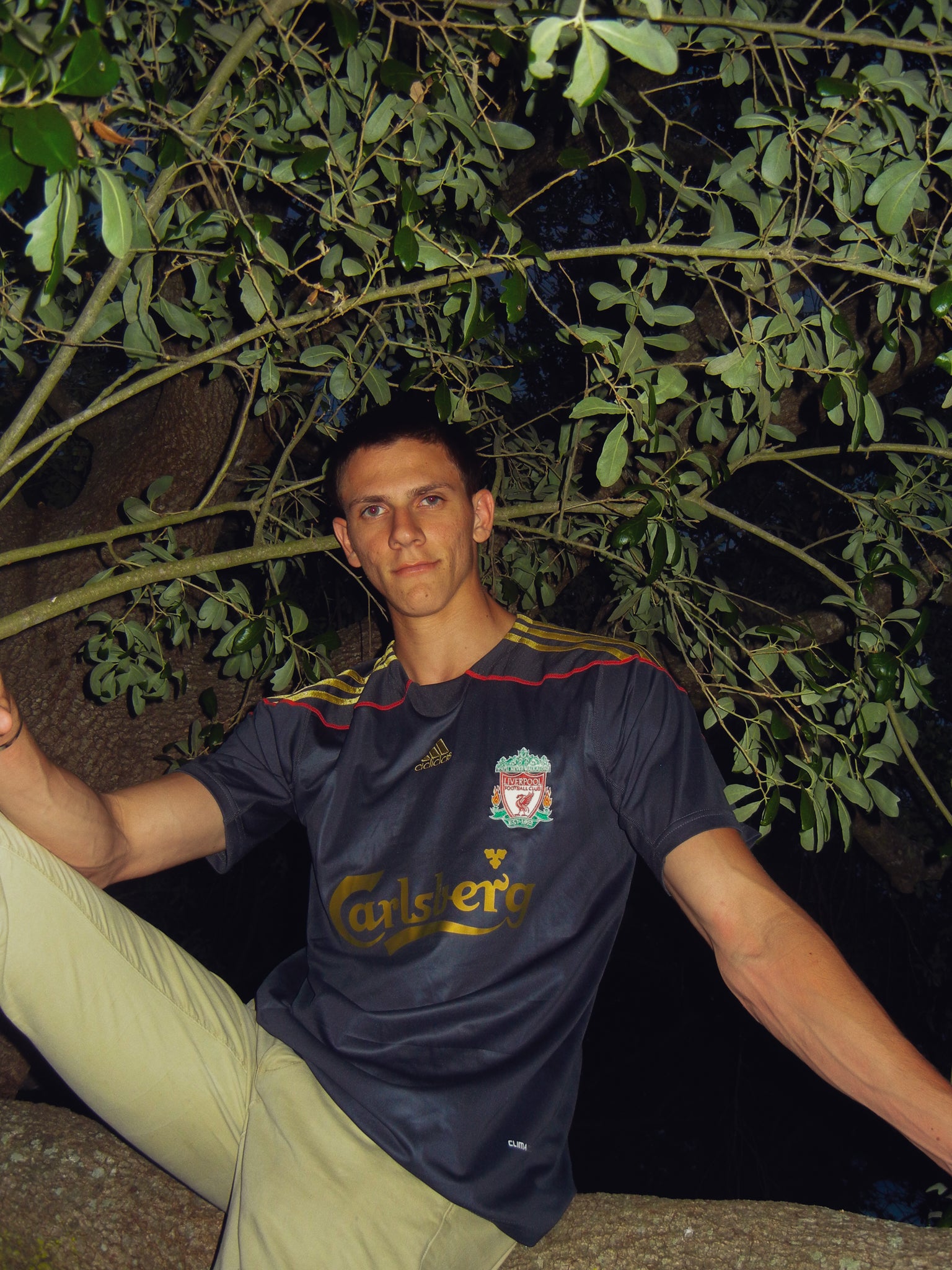 Styled look featuring the Liverpool 07/08 Torres third jersey in a streetwear fit


