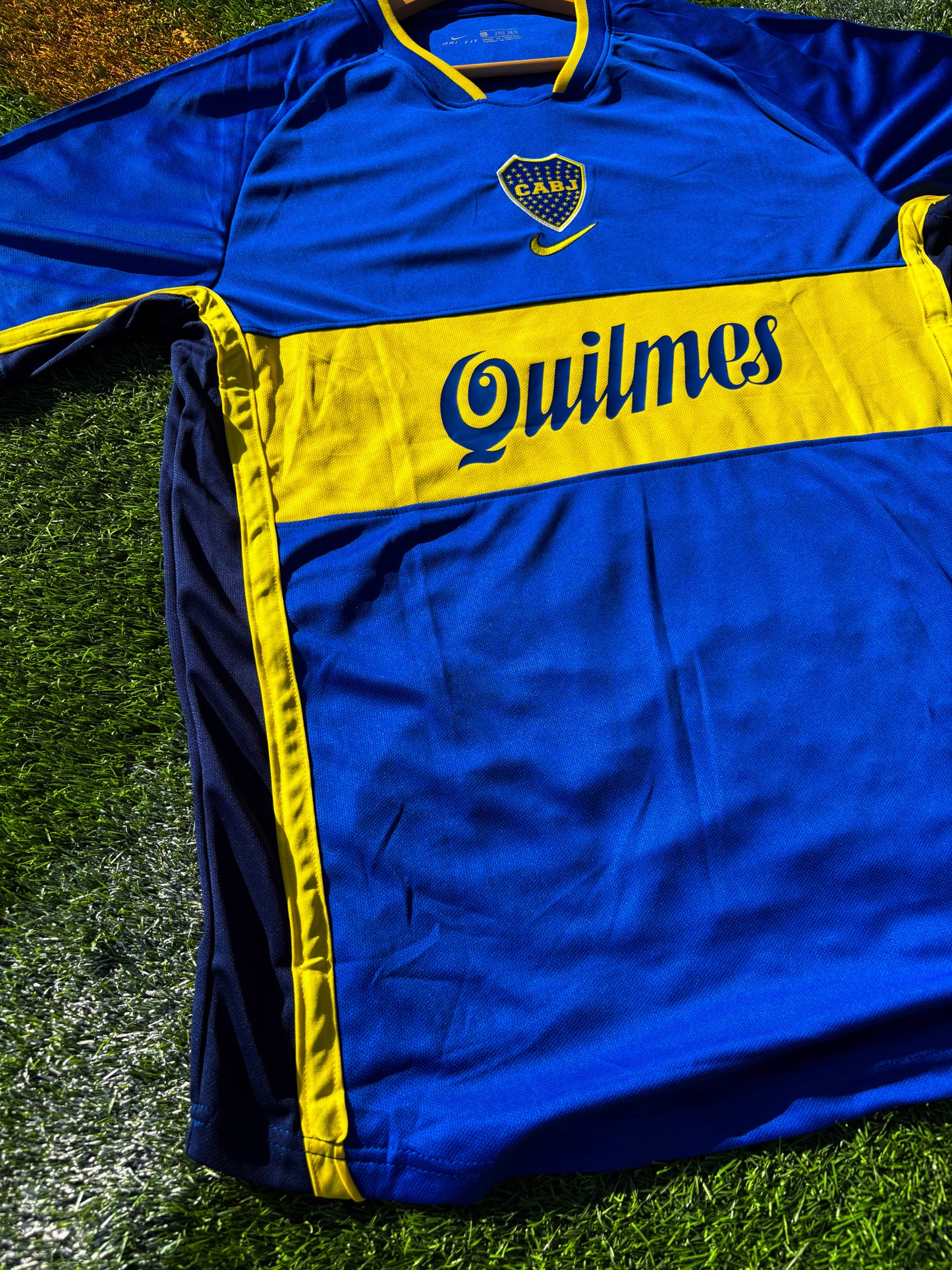 Close-up of Boca crest and retro fabric texture

