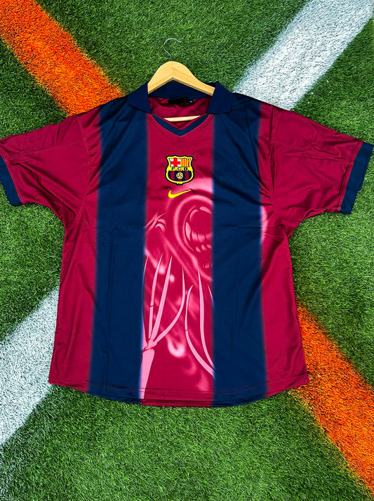 Front view of Barcelona 2024/2025 Home Jersey featuring Cactus Jack x Travis Scott collaboration design

