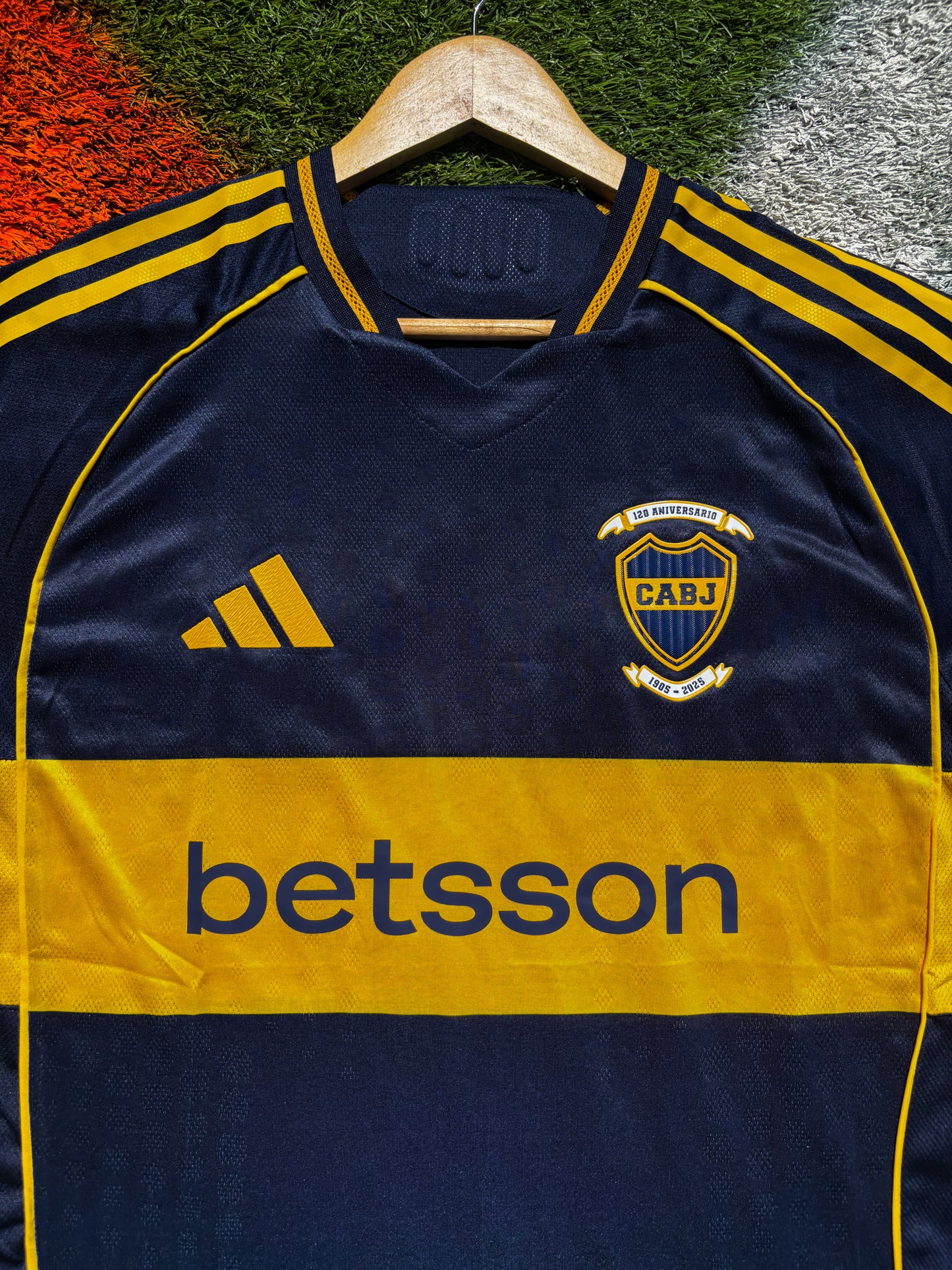 Boca Juniors 2025–2026 Home Jersey – Anniversary Navy & Gold Chest Stripe