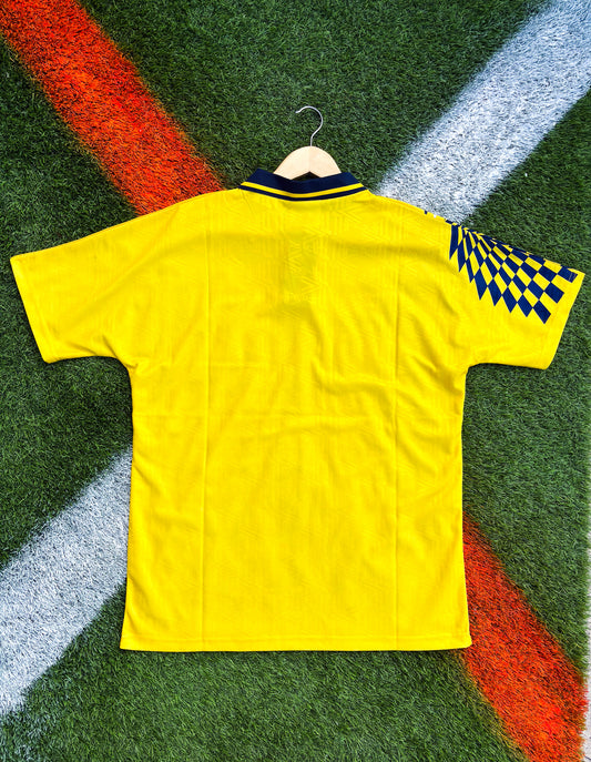 Tottenham 1991/1993 Away Jersey – Yellow Holsten Vintage Umbro Football Shirt - Five Of Cups Official