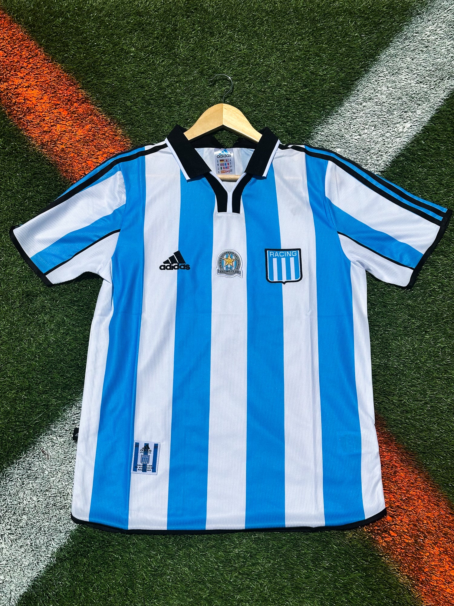 Racing Club 2000–2001 Home Jersey – Classic Sky Blue & White Striped Icon - Five Of Cups Official