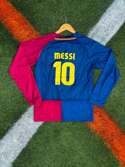 FC Barcelona 2008-2009 Home Jersey – Messi #10 Long Sleeve Vintage Guardiola Era Kids Football Kit
