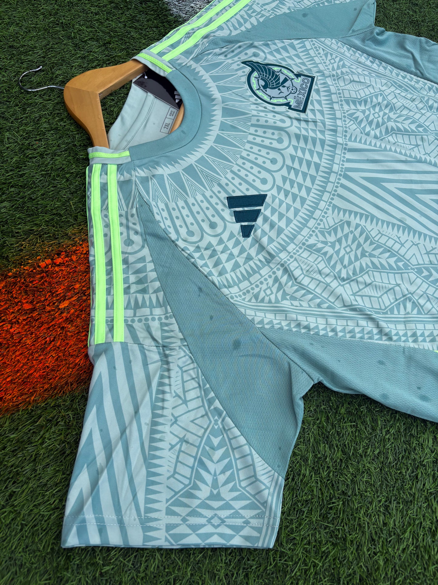 Mexico 2024–2025 Away Jersey – Aztec Snake Pattern in Linen Green