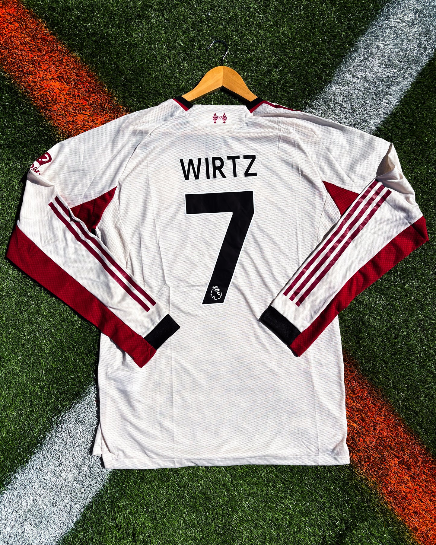 Liverpool 2025–26 Away Jersey  – Cream Off‑White with Red & Black Trim