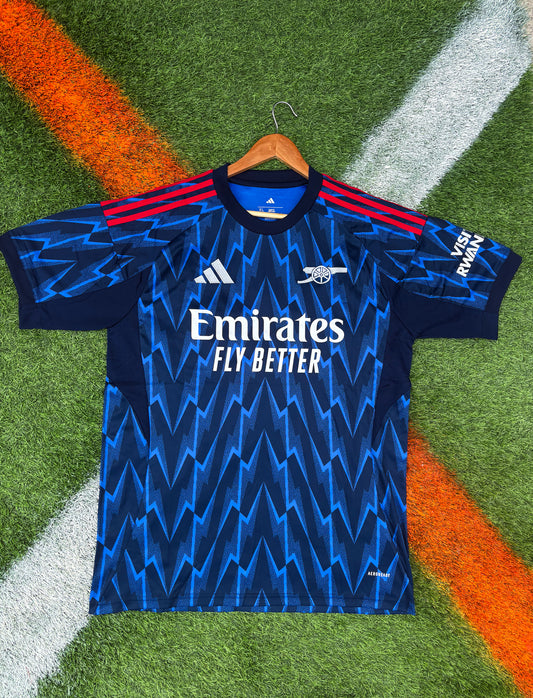 Arsenal 2025/26 Away Jersey – Lewis-Skelly #49 – Electric Blue & Red Adidas Design