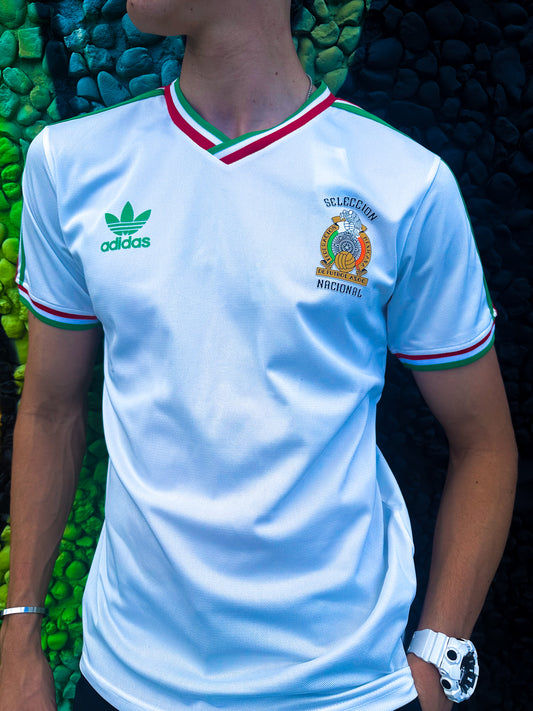 Styled look featuring classic Mexico retro football kit

