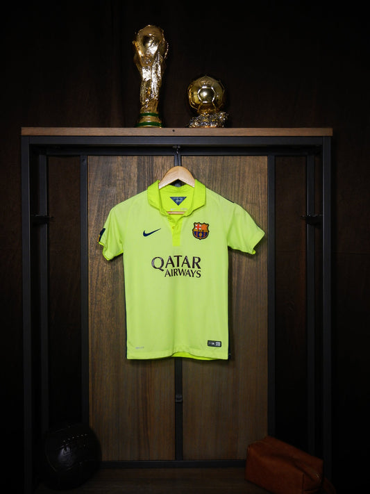 Barcelona 2014/15 Third Jersey – Messi #10 – Youth Medium – Neon Green Nike Shirt (MPN: 631242-710)