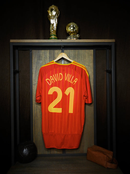 Spain 2005–2007 Home Jersey – David Villa #21 – XL – Red & Yellow Adidas Shirt (MPN: 740144)